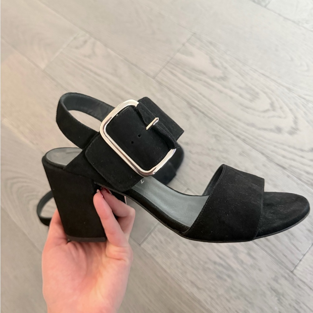 Stuart Weitzman Block Heel Suede Sandal